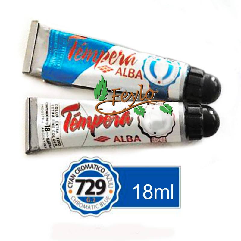 Tempera Prof. Alba Cromaticos X 18 Ml Azul Cyan Cromatico