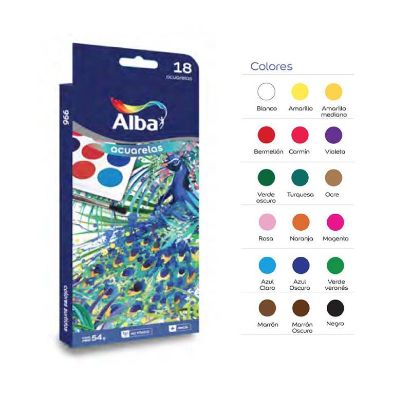 Acuarelas Alba  X 8 Colores