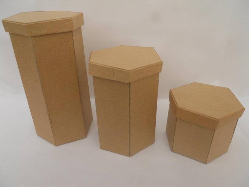 Caja Carton Hexagonal Grande Lisa 9X9X19