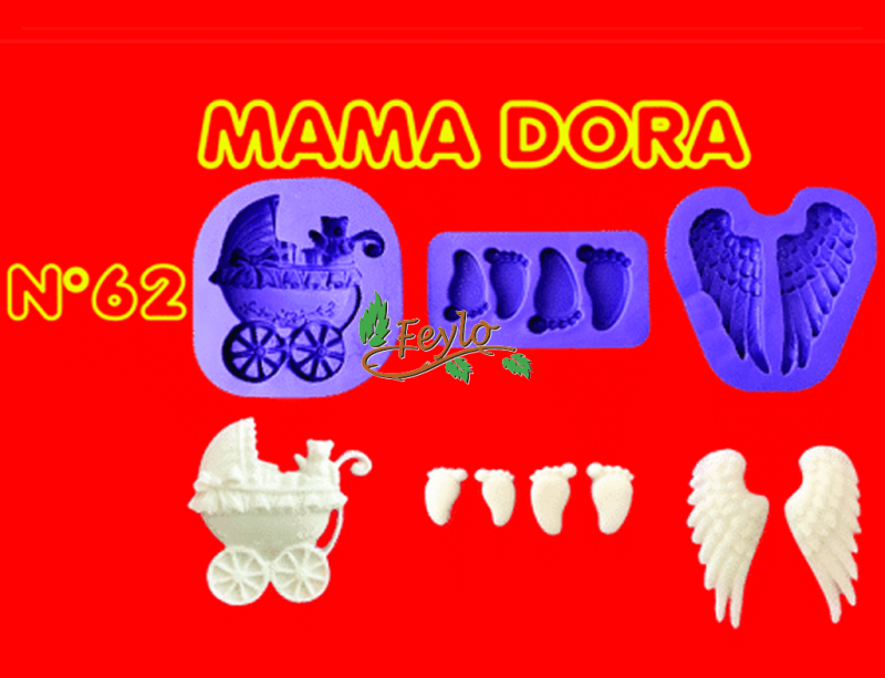Moldes De Caucho Alas-Cochecito-Pies M. Dora Nº62