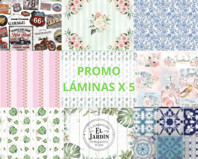Promo Laminas Eq Decoupage Grandes X 5 