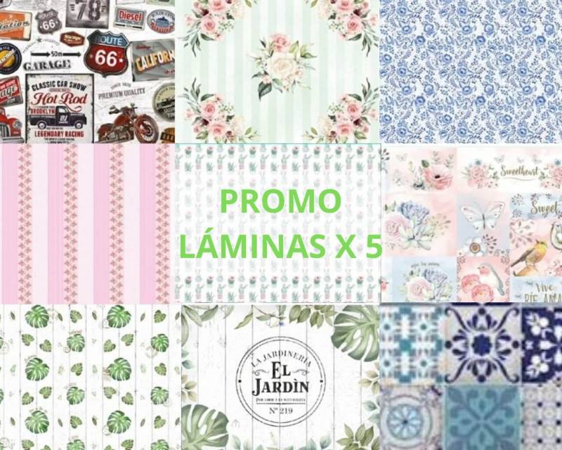 Promo Laminas Eq Decoupage Grandes X 5