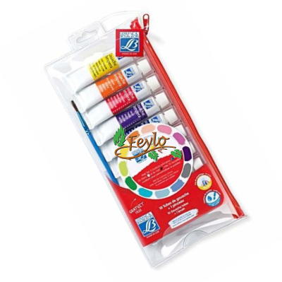 Kit L&B Cartuchera Paleta  10 Temperas + Pincel