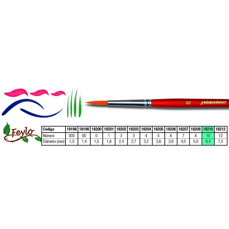 Pincel Plantec  Redondo Fibra Sintetica Dorada 10