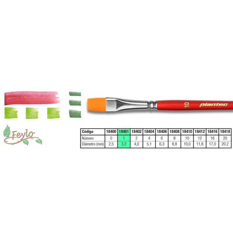 Pincel Plantec  Plano Fibra Sintetica Dorada 1