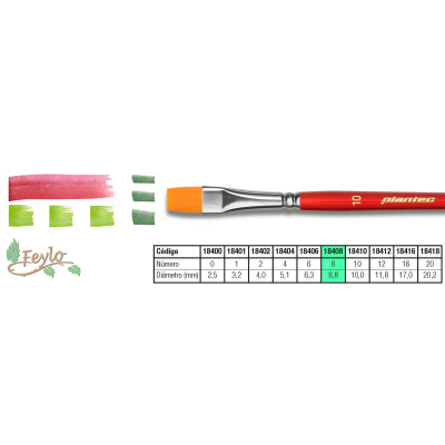 Pincel Plantec  Plano Fibra Sintetica Dorada 8