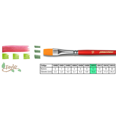 Pincel Plantec  Plano Fibra Sintetica Dorada 10