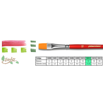 Pincel Plantec  Plano Fibra Sintetica Dorada 12