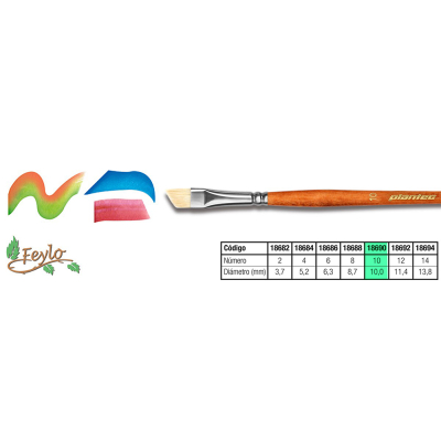 Pincel Plantec  Biselado Cerda Blanca 10