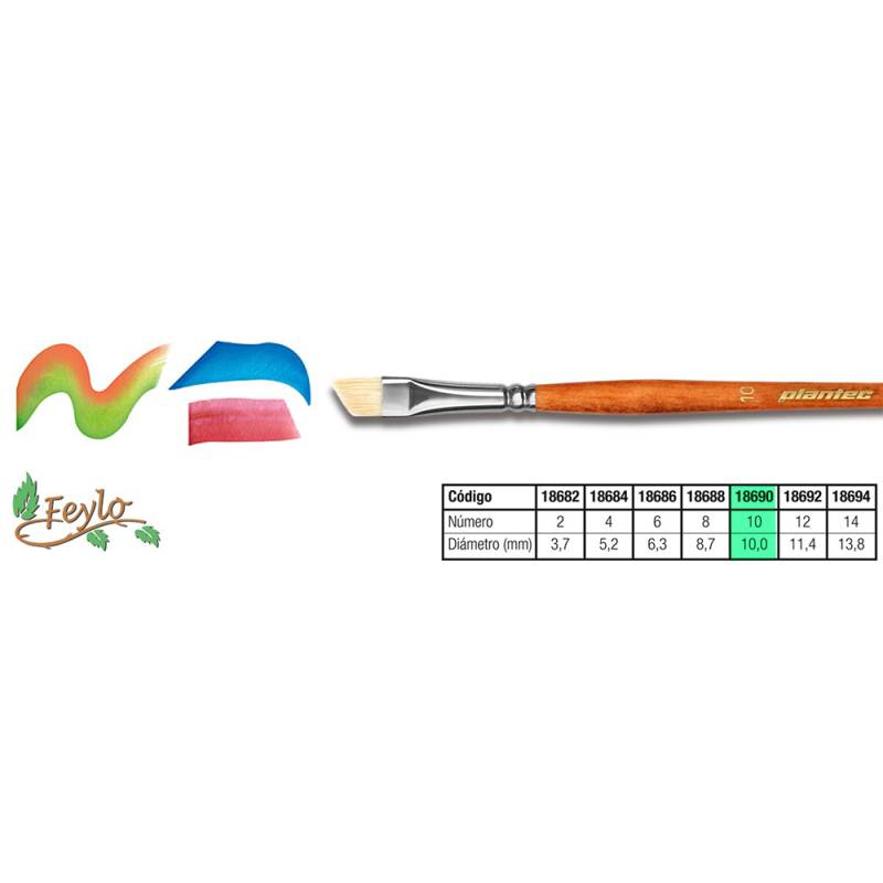 Pincel Plantec  Biselado Cerda Blanca 10