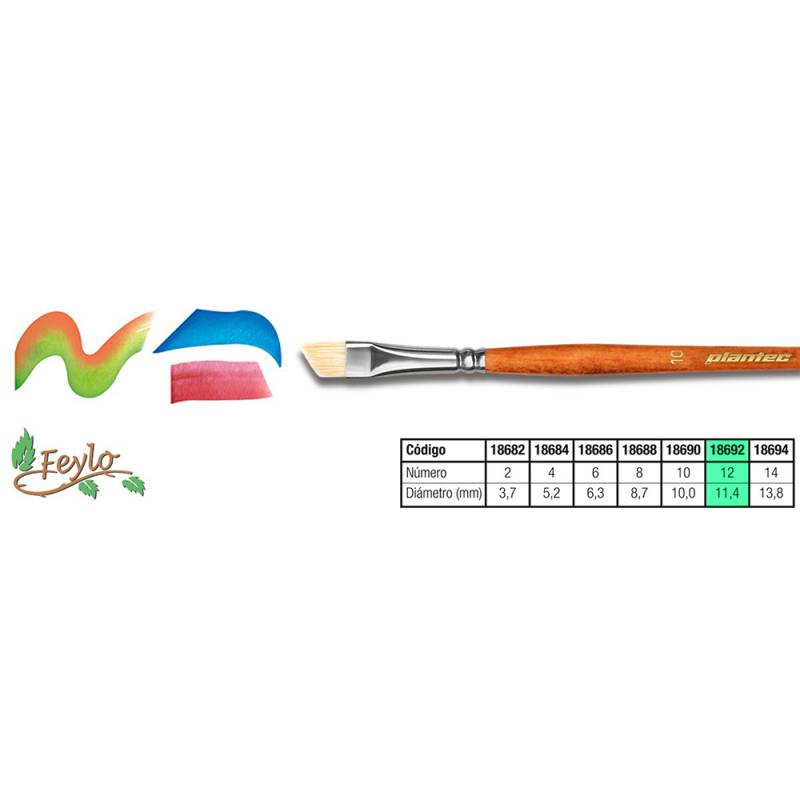 Pincel Plantec  Biselado Cerda Blanca 12