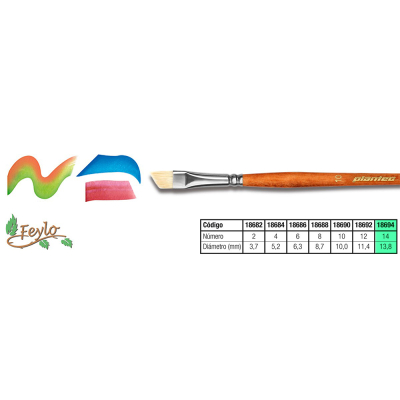 Pincel Plantec  Biselado Cerda Blanca 14