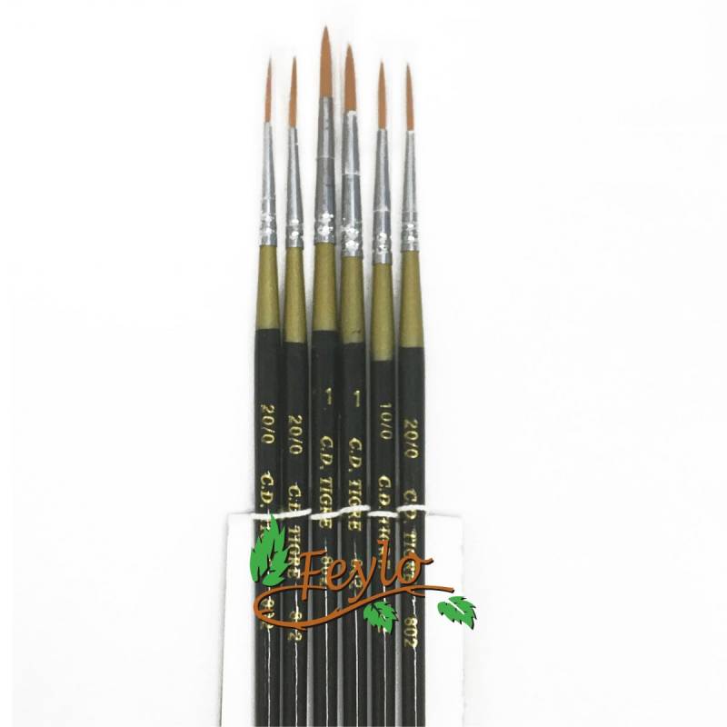 Pinceles Tigre  Art. 802 Set Redondo Pelo Largo X 6 Unid.