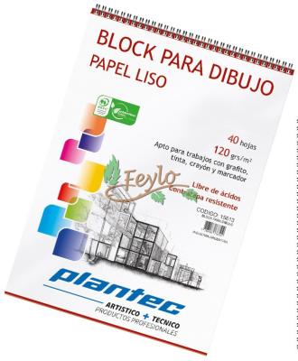 Block Para Dibujo Plantec Anillado Liso  X40H 35X50 120 Grs  