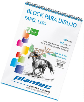 Block Para Dibujo Plantec Anillado Liso  X40H A4 150 Grs  