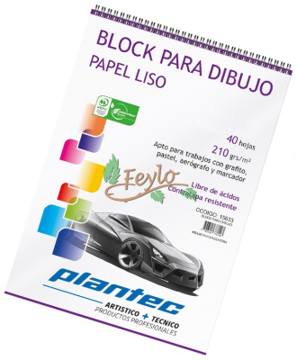 Block Para Dibujo Plantec Anillado Liso  X40H 35X50 210 Grs  