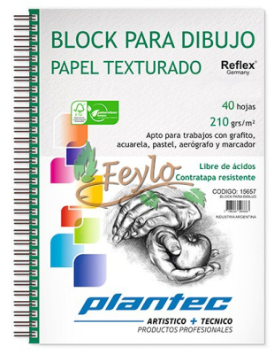 Block Para Dibujo Plantec Anillado Text.  X40H A5 210 Grs  