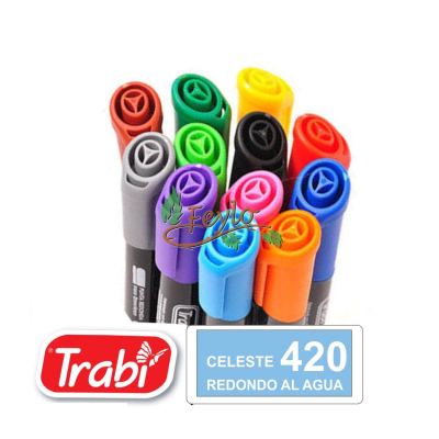 Marcadores Al Agua Marker Redondo 420 Celeste