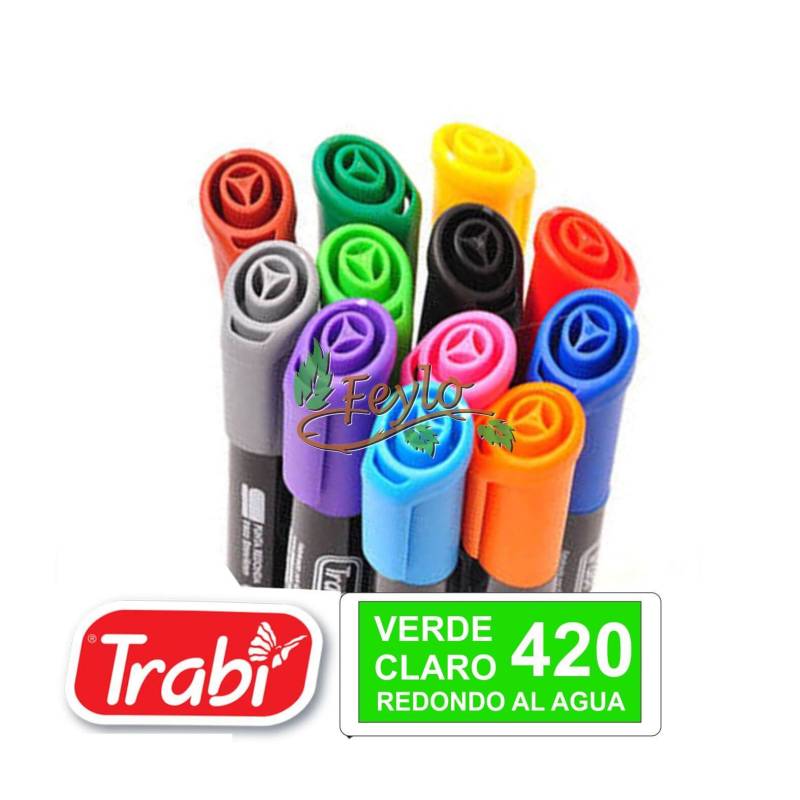 Marcadores Al Agua Marker Redondo 420 Verde Claro