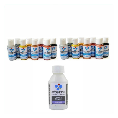 Promo Acrilicos Eterna 50 Colores (1C/U) + 1 Barniz X 125Cc