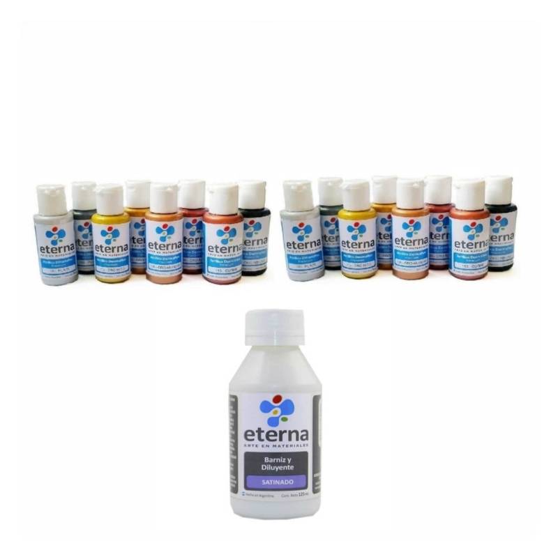 Promo Acrilicos Eterna 50 Colores (1C/U) + 1 Barniz X 125Cc