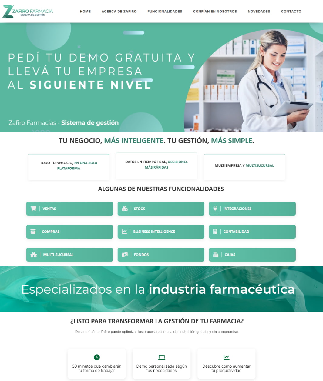 Rediseño de Portal Web Zafiro Farmacia