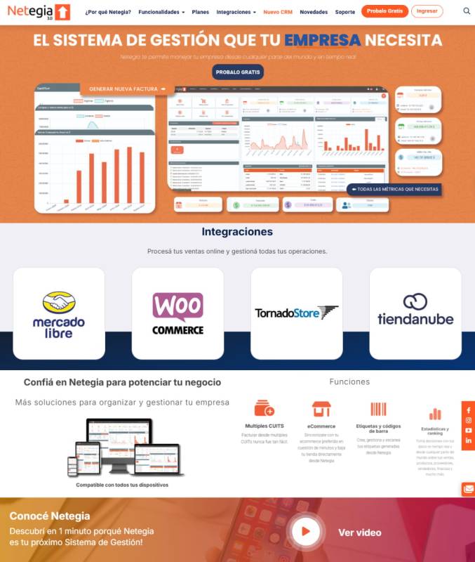 Rediseño de Portal Web Netegia ERP