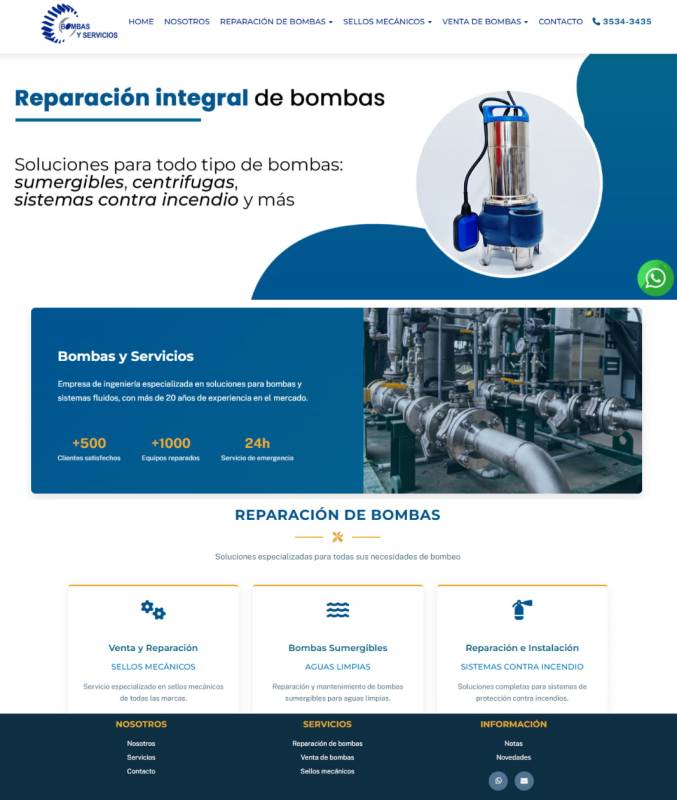 Rediseño de Portal Web Bombas y Servicios