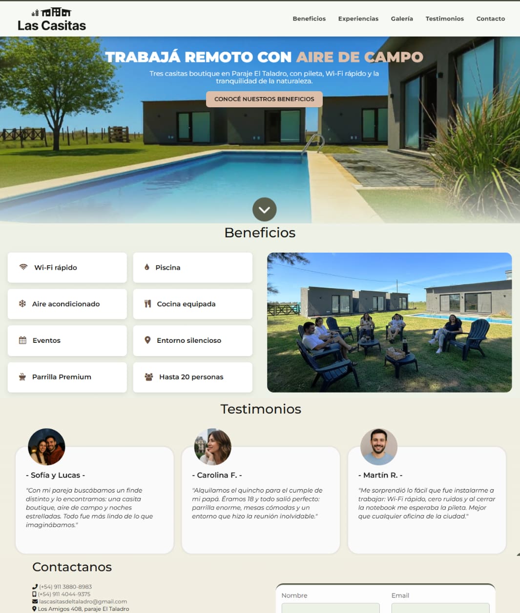 Proyecto de Diseño Web Las Casitas