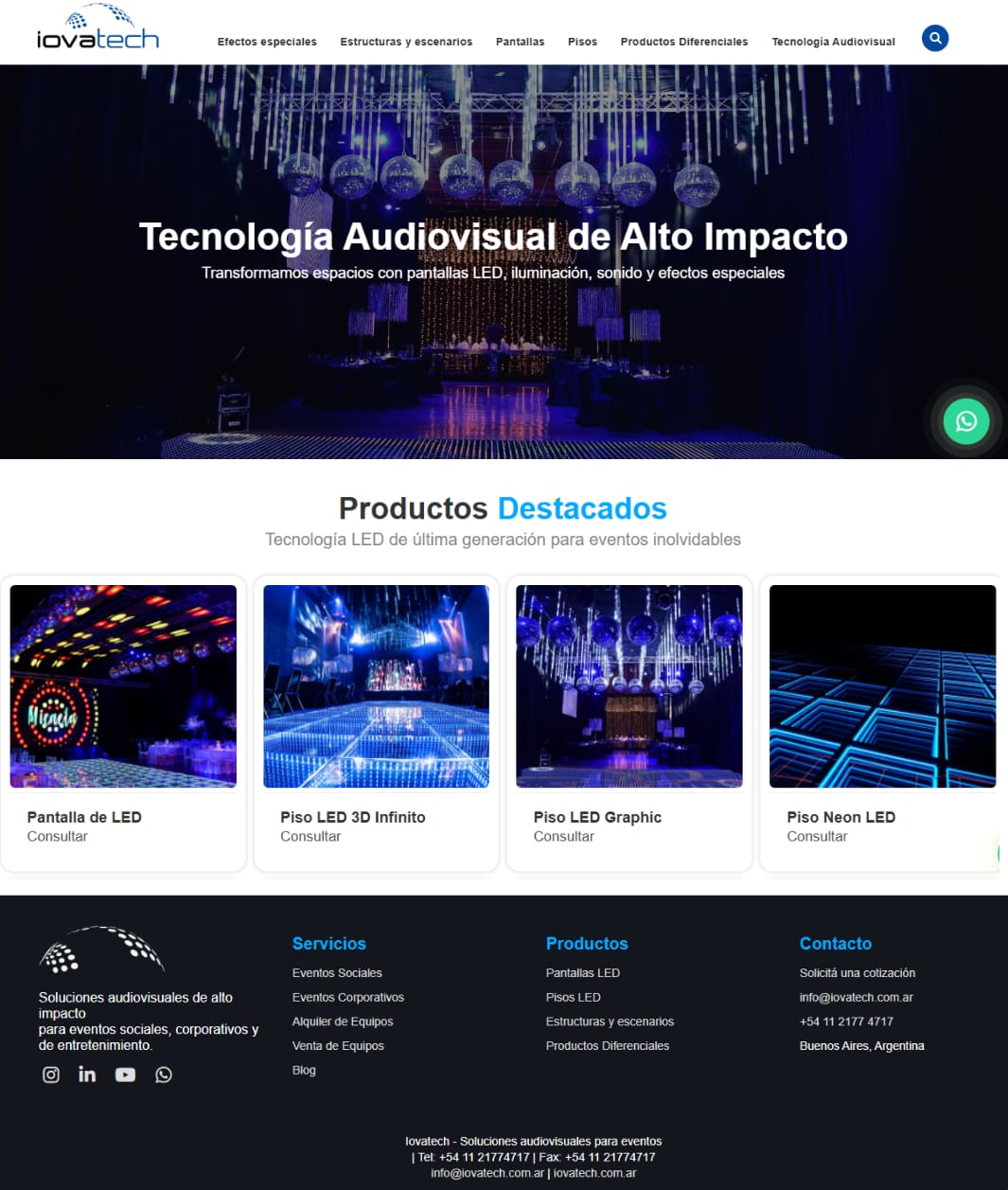 Proyecto diseño web IovaTech, soluciones audiovisuales